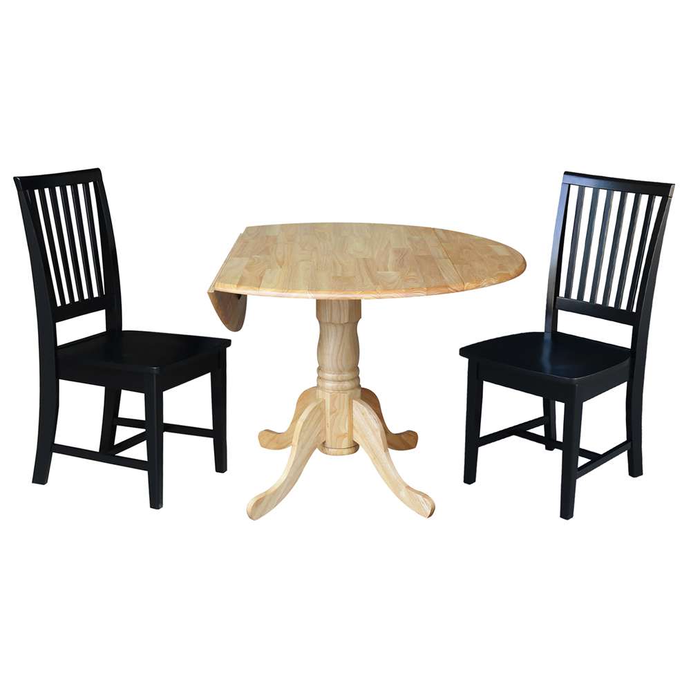 International Concepts (Set of 3 Pcs) - 42in Dual Drop Leaf Table with 2 RTA Chairs in Natural Finish - K01-42DP-C46-265P veiw 4