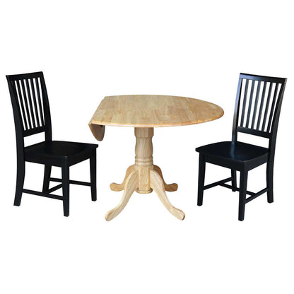 International Concepts (Set of 3 Pcs) - 42in Dual Drop Leaf Table with 2 RTA Chairs in Natural Finish - K01-42DP-C46-265P veiw 4