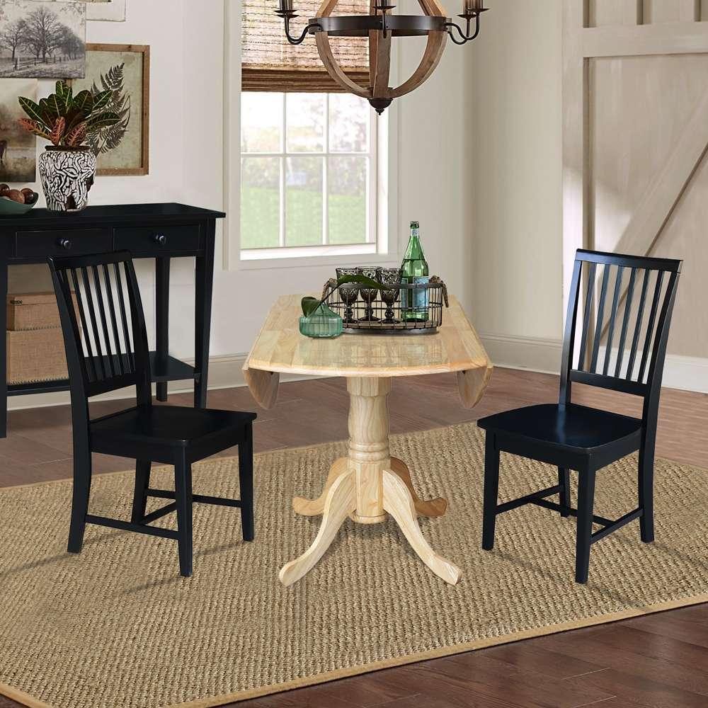 International Concepts (Set of 3 Pcs) - 42in Dual Drop Leaf Table with 2 RTA Chairs in Natural Finish - K01-42DP-C46-265P veiw 5