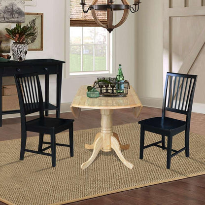 International Concepts (Set of 3 Pcs) - 42in Dual Drop Leaf Table with 2 RTA Chairs in Natural Finish - K01-42DP-C46-265P veiw 5