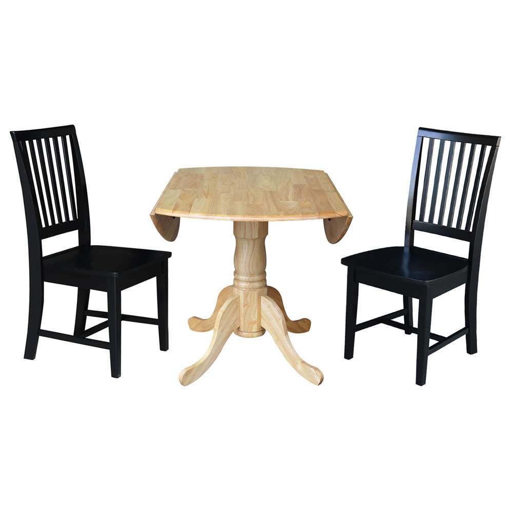 International Concepts (Set of 3 Pcs) - 42in Dual Drop Leaf Table with 2 RTA Chairs in Natural Finish - K01-42DP-C46-265P veiw 6