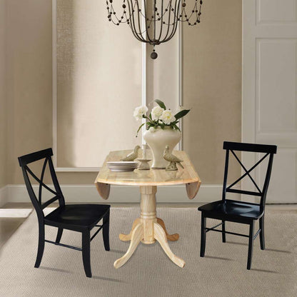 International Concepts (Set of 3 Pcs) - 42in Dual Drop Leaf Table with 2 RTA Chairs in Natural Finish - K01-42DP-C46-613P veiw 5