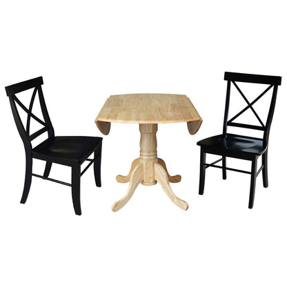 International Concepts (Set of 3 Pcs) - 42in Dual Drop Leaf Table with 2 RTA Chairs in Natural Finish - K01-42DP-C46-613P veiw 6