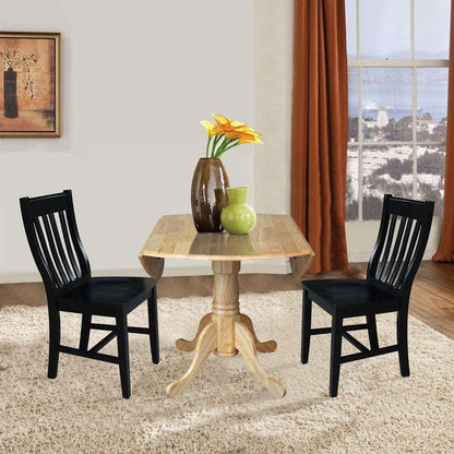 International Concepts (Set of 3 Pcs) - 42in Dual Drop Leaf Table with 2 RTA Chairs in Natural Finish - K01-42DP-C46-61P veiw 5