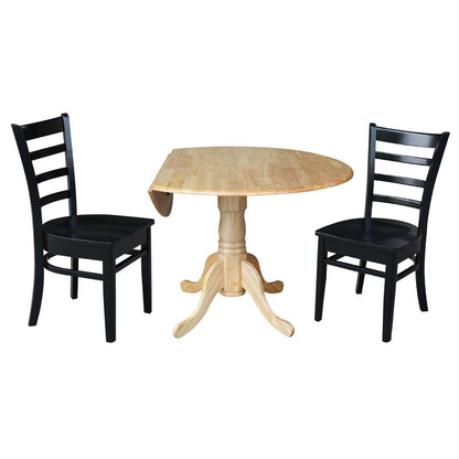 International Concepts (Set of 3 Pcs) - 42in Dual Drop Leaf Table with 2 RTA Chairs in Natural Finish - K01-42DP-C46-617P veiw 4