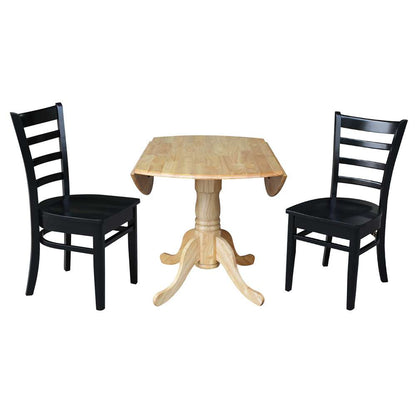 International Concepts (Set of 3 Pcs) - 42in Dual Drop Leaf Table with 2 RTA Chairs in Natural Finish - K01-42DP-C46-617P veiw 6