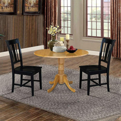International Concepts (Set of 3 Pcs) - 42in Dual Drop Leaf Table with 2 RTA Chairs in Oak Finish - K04-42DP-C46-10P veiw 2