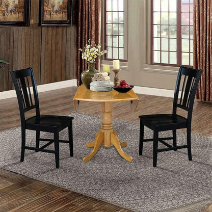 International Concepts (Set of 3 Pcs) - 42in Dual Drop Leaf Table with 2 RTA Chairs in Oak Finish - K04-42DP-C46-10P veiw 5