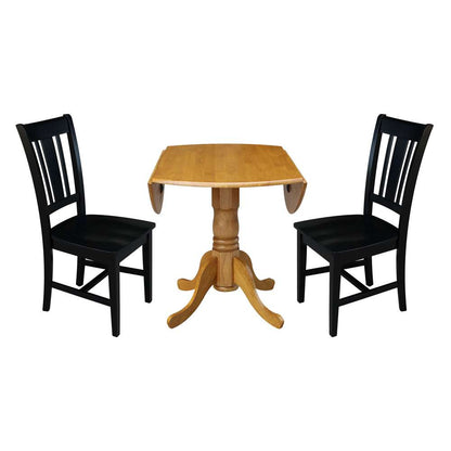 International Concepts (Set of 3 Pcs) - 42in Dual Drop Leaf Table with 2 RTA Chairs in Oak Finish - K04-42DP-C46-10P veiw 6