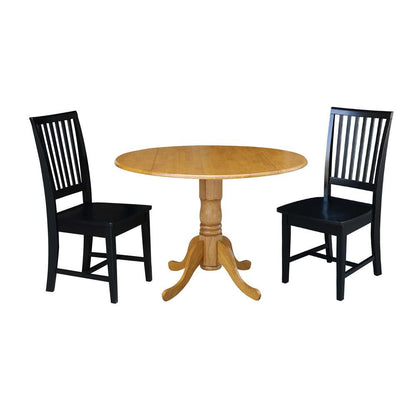 International Concepts (Set of 3 Pcs) - 42in Dual Drop Leaf Table with 2 RTA Chairs in Oak Finish - K04-42DP-C46-265P veiw 1