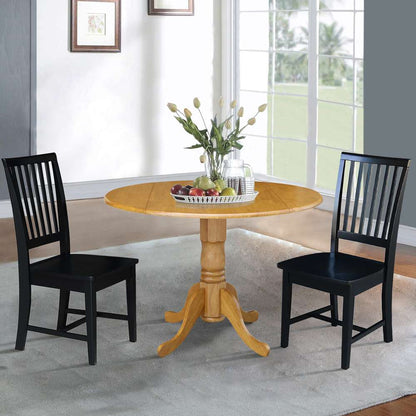 International Concepts (Set of 3 Pcs) - 42in Dual Drop Leaf Table with 2 RTA Chairs in Oak Finish - K04-42DP-C46-265P veiw 2