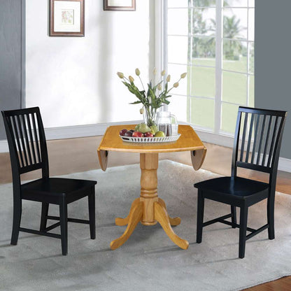 International Concepts (Set of 3 Pcs) - 42in Dual Drop Leaf Table with 2 RTA Chairs in Oak Finish - K04-42DP-C46-265P veiw 5