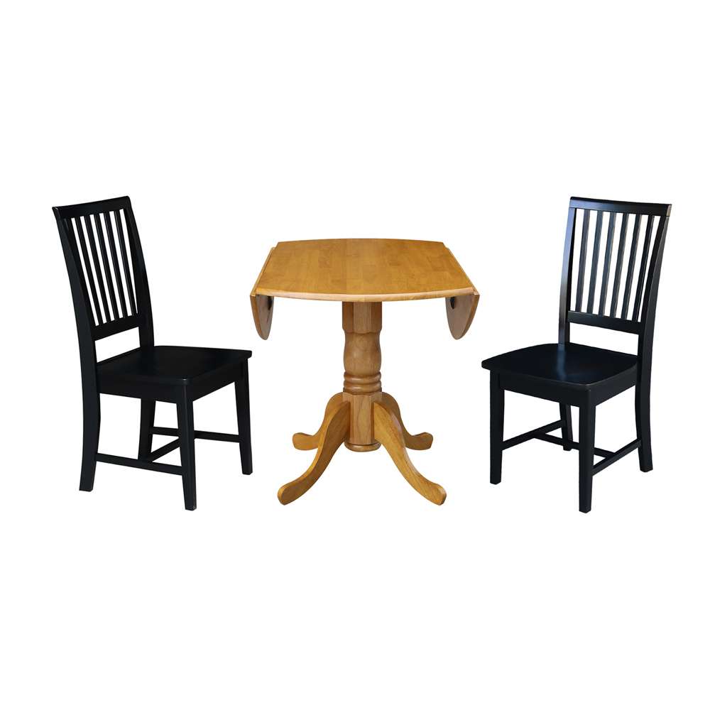 International Concepts (Set of 3 Pcs) - 42in Dual Drop Leaf Table with 2 RTA Chairs in Oak Finish - K04-42DP-C46-265P veiw 6