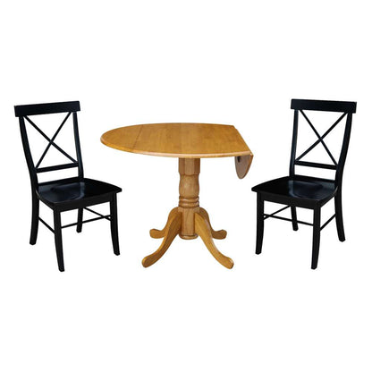 International Concepts (Set of 3 Pcs) - 42in Dual Drop Leaf Table with 2 RTA Chairs in Oak Finish - K04-42DP-C46-613P veiw 6