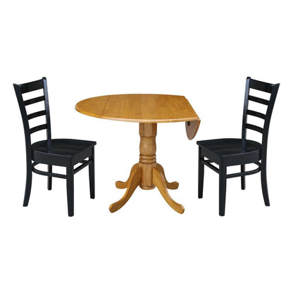 International Concepts (Set of 3 Pcs) - 42in Dual Drop Leaf Table with 2 RTA Chairs in Oak Finish - K04-42DP-C46-617P veiw 4