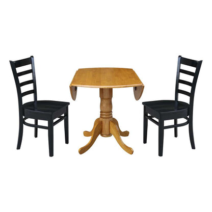 International Concepts (Set of 3 Pcs) - 42in Dual Drop Leaf Table with 2 RTA Chairs in Oak Finish - K04-42DP-C46-617P veiw 6