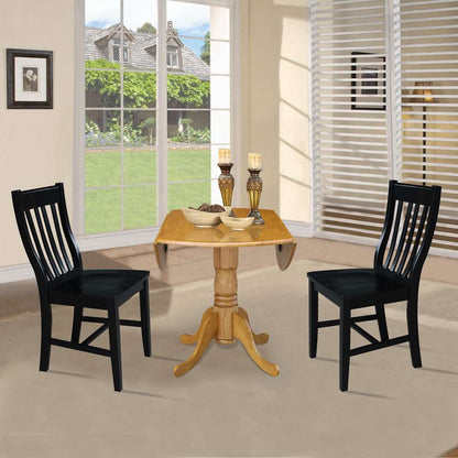International Concepts (Set of 3 Pcs) - 42in Dual Drop Leaf Table with 2 RTA Chairs in Oak Finish - K04-42DP-C46-61P veiw 5
