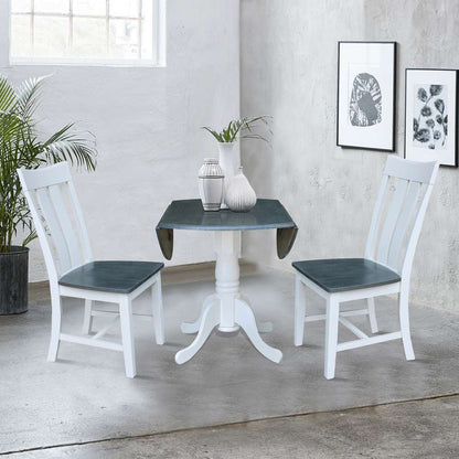 International Concepts (Set of 3 Pcs) - 42in Dual Drop Leaf Table with 2 RTA Chairs in White/Heather Gray Finish - K05-42DP-C13P veiw 4