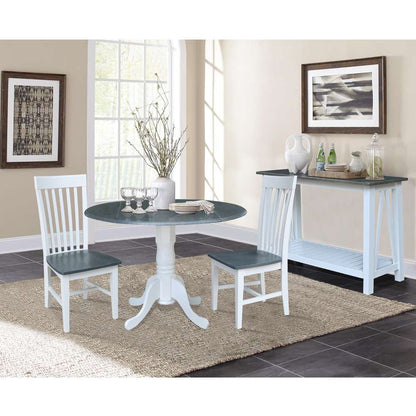 International Concepts (Set of 3 Pcs) - 42in Dual Drop Leaf Table with 2 RTA Chairs in White/Heather Gray Finish - K05-42DP-C465P veiw 2