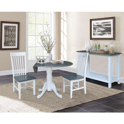 International Concepts (Set of 3 Pcs) - 42in Dual Drop Leaf Table with 2 RTA Chairs in White/Heather Gray Finish - K05-42DP-C465P veiw 3