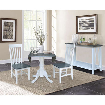 International Concepts (Set of 3 Pcs) - 42in Dual Drop Leaf Table with 2 RTA Chairs in White/Heather Gray Finish - K05-42DP-C465P veiw 5