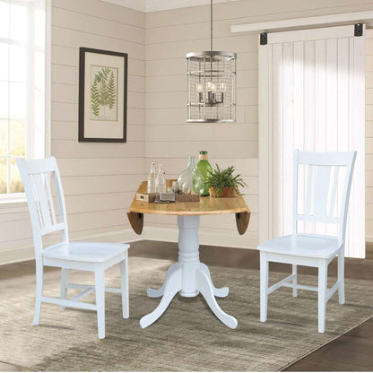 International Concepts (Set of 3 Pcs) - 42in Dual Drop Leaf Table with 2 RTA Chairs in White / Natural Finish - K02-42DP-C08-10P veiw 4