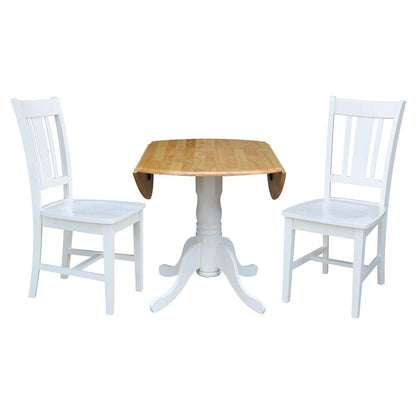International Concepts (Set of 3 Pcs) - 42in Dual Drop Leaf Table with 2 RTA Chairs in White / Natural Finish - K02-42DP-C08-10P veiw 5