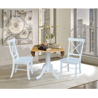 International Concepts (Set of 3 Pcs) - 42in Dual Drop Leaf Table with 2 RTA Chairs in White / Natural Finish - K02-42DP-C08-613P veiw 5