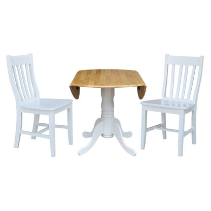 International Concepts (Set of 3 Pcs) - 42in Dual Drop Leaf Table with 2 RTA Chairs in White / Natural Finish - K02-42DP-C08-61P veiw 6