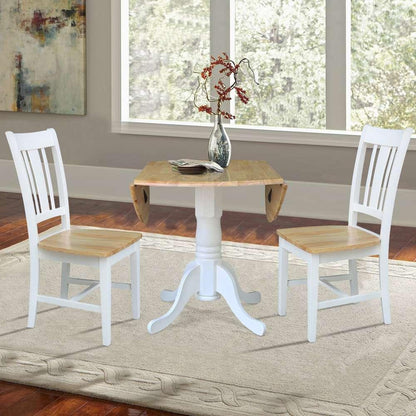 International Concepts (Set of 3 Pcs) - 42in Dual Drop Leaf Table with 2 RTA Chairs in White/Natural Finish - K02-42DP-C10-2 veiw 6