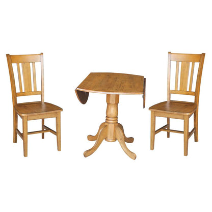 International Concepts (Set of 3 Pcs) - 42in Dual Drop Leaf Table with 2 San Remo Chairs in Pecan Finish - K59-42DP-C10 veiw 4