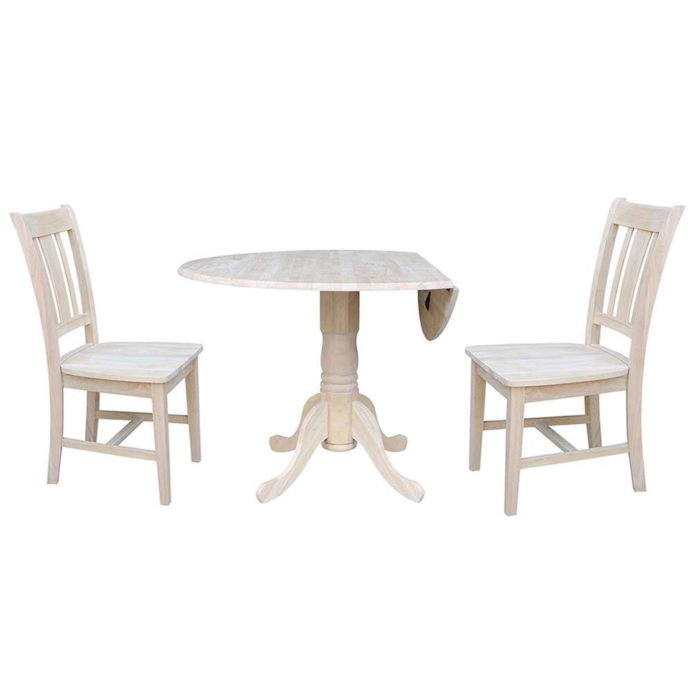 International Concepts (Set of 3 Pcs) - 42in Dual Drop Leaf Table with 2 San Remo Chairs - K-42DP-C10 veiw 2