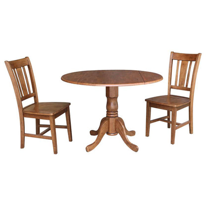 International Concepts (Set of 3 Pcs) - 42in Dual Drop Leaf Table with 2 San Remo Side Chairs in Distressed Oak Finish - K42-42DP-C10P veiw 1
