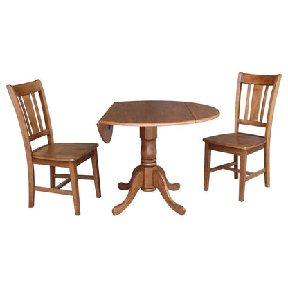 International Concepts (Set of 3 Pcs) - 42in Dual Drop Leaf Table with 2 San Remo Side Chairs in Distressed Oak Finish - K42-42DP-C10P veiw 3