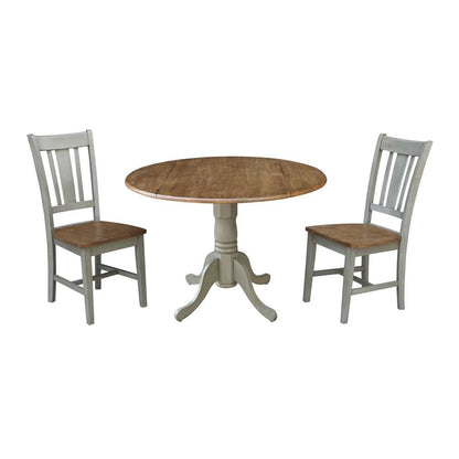 International Concepts (Set of 3 Pcs) - 42in Dual Drop Leaf Table with 2 San Remo Side Chairs in Hickory/Stone Finish - K41-42DP-C10P veiw 1