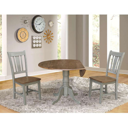 International Concepts (Set of 3 Pcs) - 42in Dual Drop Leaf Table with 2 San Remo Side Chairs in Hickory/Stone Finish - K41-42DP-C10P veiw 3