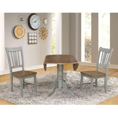 International Concepts (Set of 3 Pcs) - 42in Dual Drop Leaf Table with 2 San Remo Side Chairs in Hickory/Stone Finish - K41-42DP-C10P veiw 7