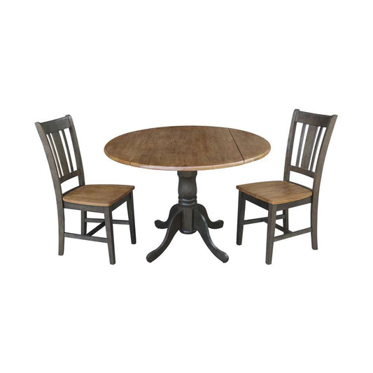 International Concepts (Set of 3 Pcs) - 42in Dual Drop Leaf Table with 2 San Remo Side Chairs in Hickory/Washed Coal Finish - K45-42DP-C10P veiw 1