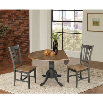 International Concepts (Set of 3 Pcs) - 42in Dual Drop Leaf Table with 2 San Remo Side Chairs in Hickory/Washed Coal Finish - K45-42DP-C10P veiw 2