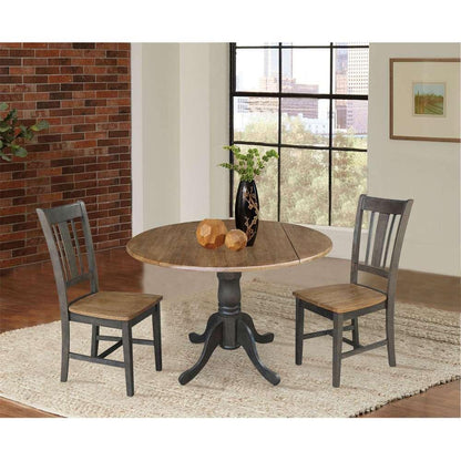 International Concepts (Set of 3 Pcs) - 42in Dual Drop Leaf Table with 2 San Remo Side Chairs in Hickory/Washed Coal Finish - K45-42DP-C10P veiw 4