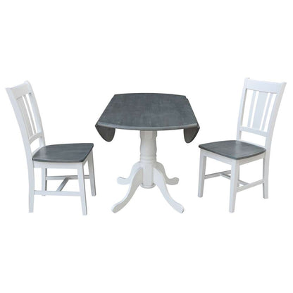 International Concepts (Set of 3 Pcs) - 42in Dual Drop Leaf Table with 2 San Remo Side Chairs in White/Heather Gray Finish - K05-42DP-C10P veiw 6