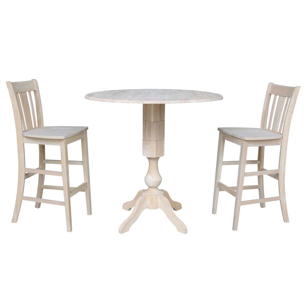 International Concepts (Set of 3 Pcs) - 42in Round Pedestal Bar Height Table with 2 RTA Bar Height Stools - K-42DPT-11-S103-2 veiw 1