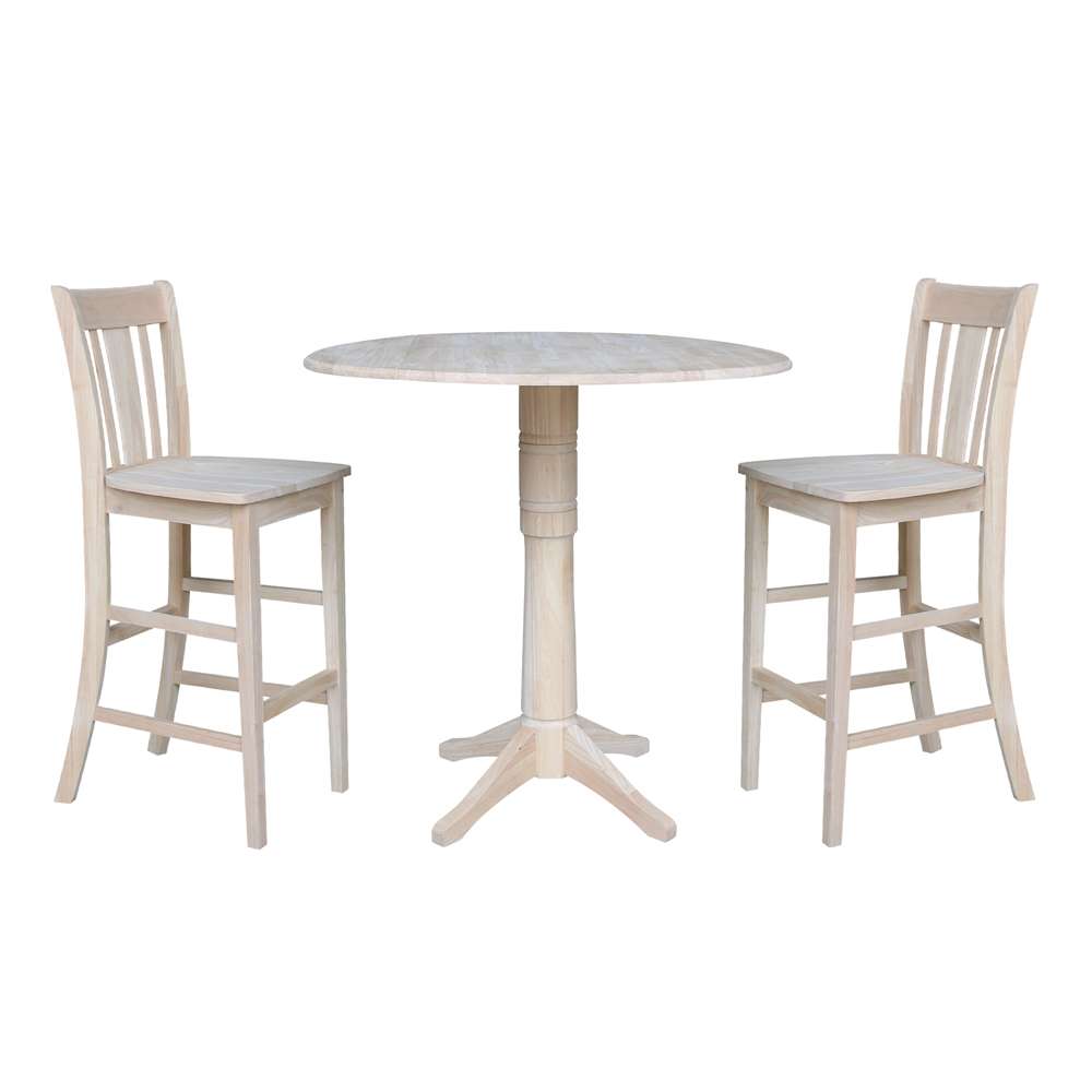 International Concepts (Set of 3 Pcs) - 42in Round Pedestal Bar Height Table with 2 RTA Bar Height Stools - K-42DPT-27-S103-2 veiw 1