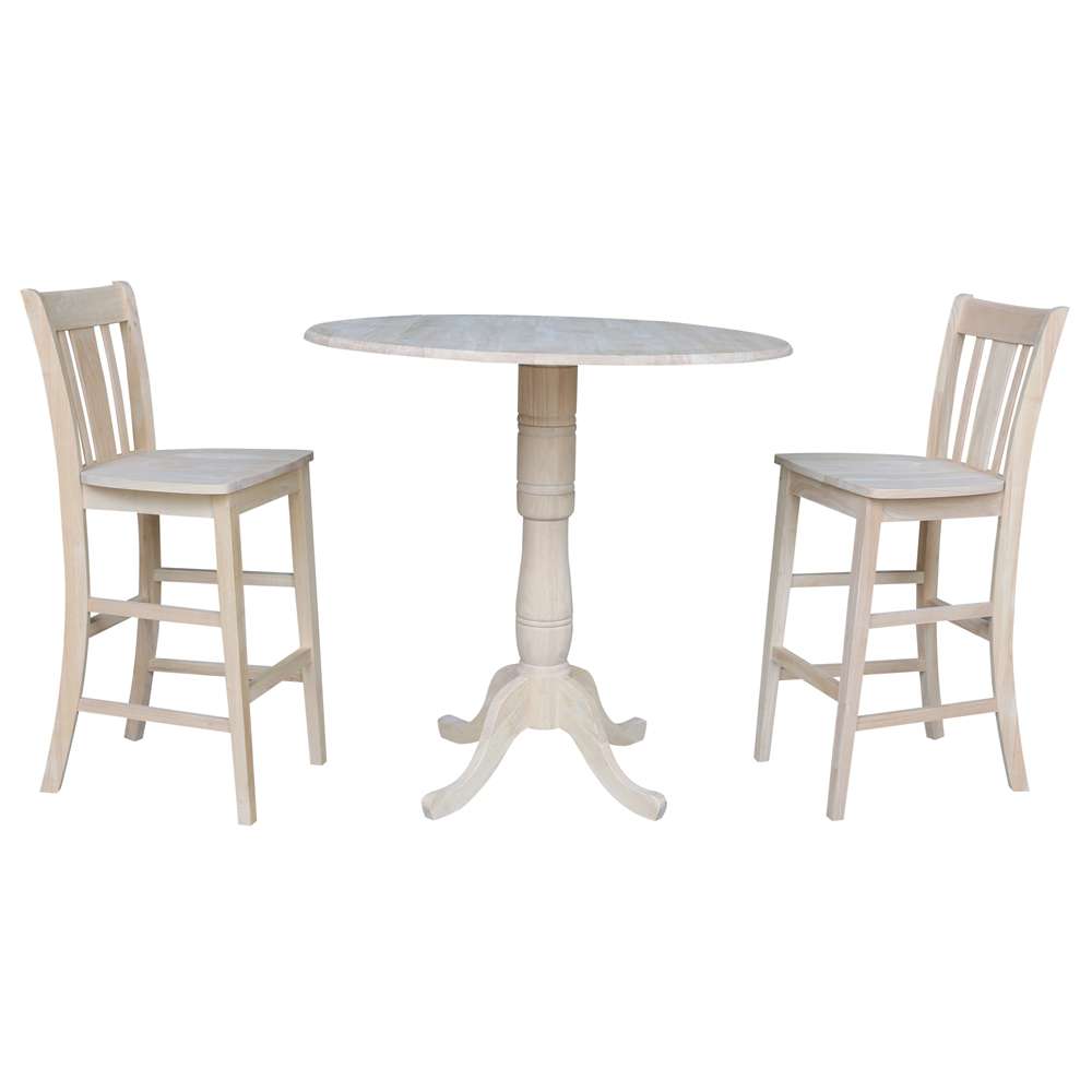 International Concepts (Set of 3 Pcs) - 42in Round Pedestal Bar Height Table with 2 RTA Bar Height Stools - K-42DPT-S103-2 veiw 1