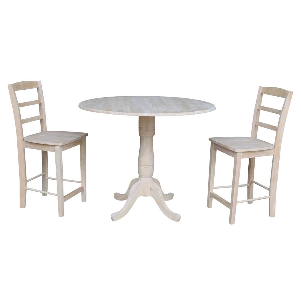 International Concepts (Set of 3 Pcs) - 42in Round Pedestal Gathering Height Table with 2 RTA Counter Height Stools - K-42DPT-S402-2 veiw 1