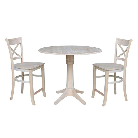 International Concepts (Set of 3 Pcs) - 42in Round Pedestal Gathering Height Table with 2 RTA Counter Height Stools - K-42DPT-27-S312-2 veiw 1