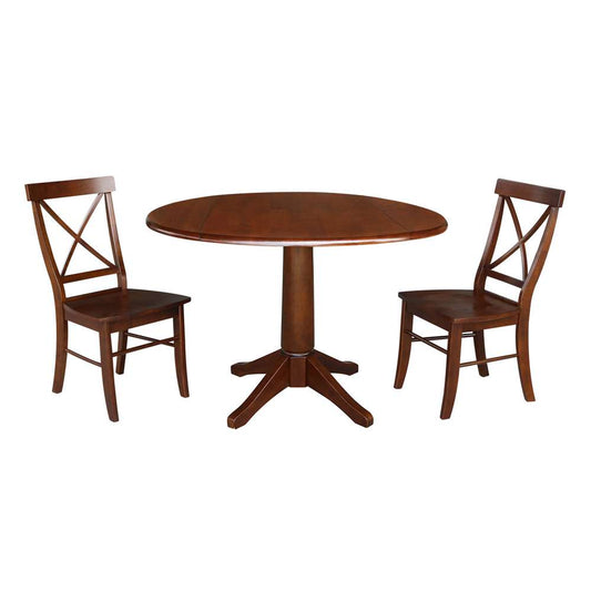 International Concepts (Set of 3 Pcs) -42in Round Top Ped Table with 2 RTA Chairs in Espresso Finish - K581-42DPT-27-C613-2 veiw 1