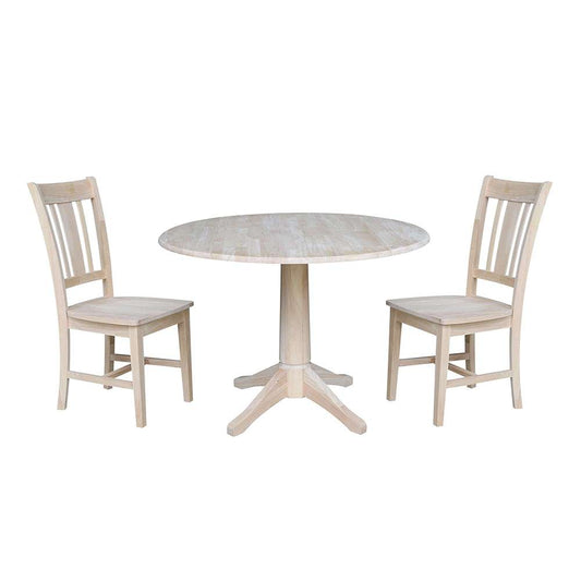International Concepts (Set of 3 Pcs) -42in Round Top Ped Table with 2 RTA Chairs - K-42DPT-27-C10-2 veiw 1