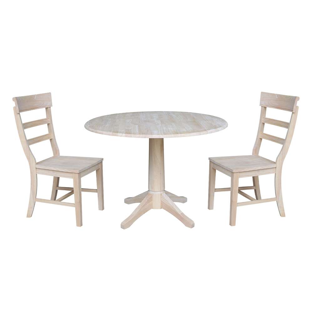 International Concepts (Set of 3 Pcs) -42in Round Top Ped Table with 2 RTA Chairs - K-42DPT-27-C36-2 veiw 1