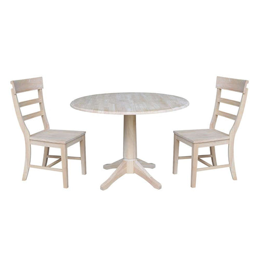 International Concepts (Set of 3 Pcs) -42in Round Top Ped Table with 2 RTA Chairs - K-42DPT-27-C36-2 veiw 1
